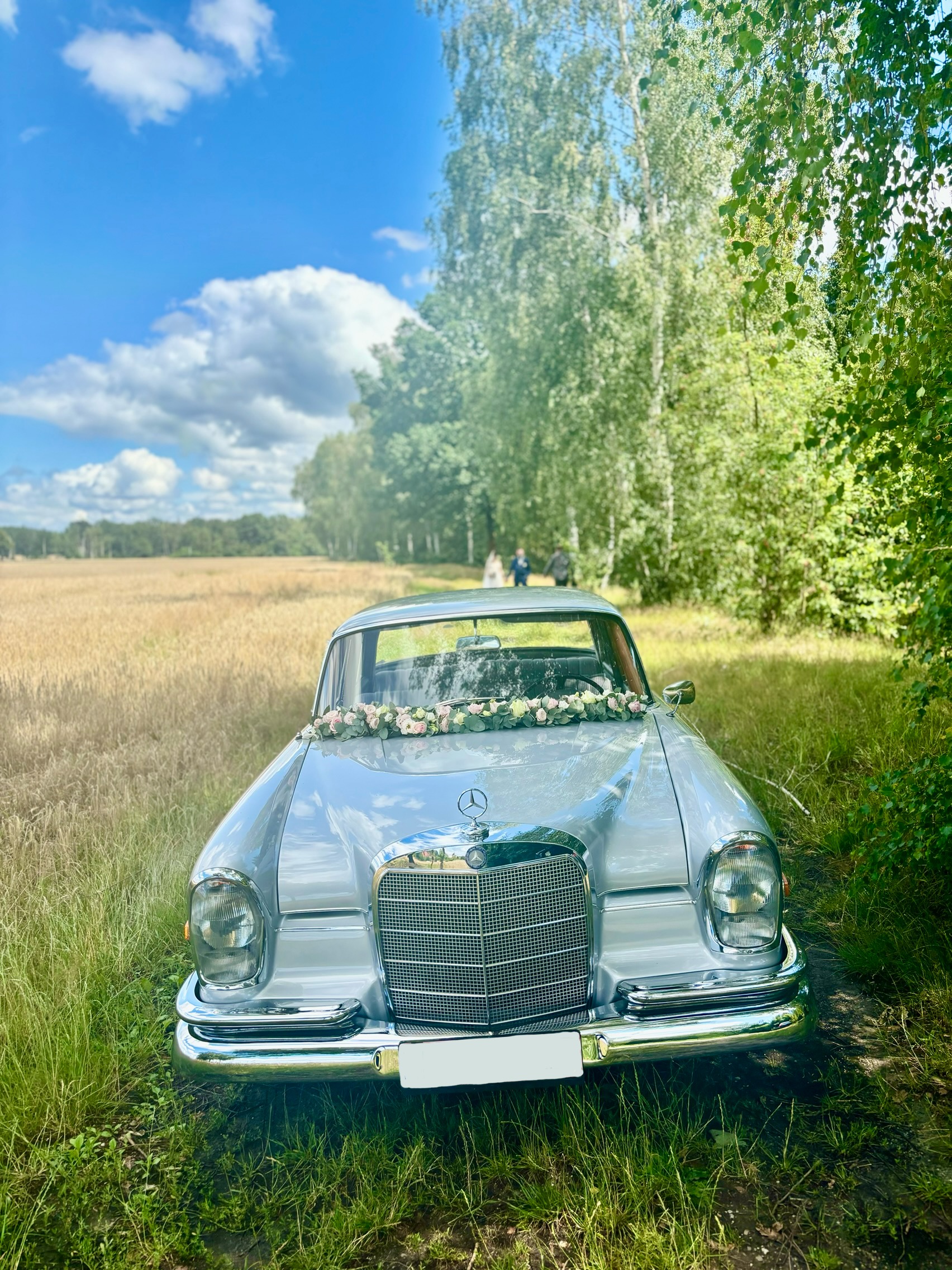 Mercedes Benz SE220 mit Blumenschmuck